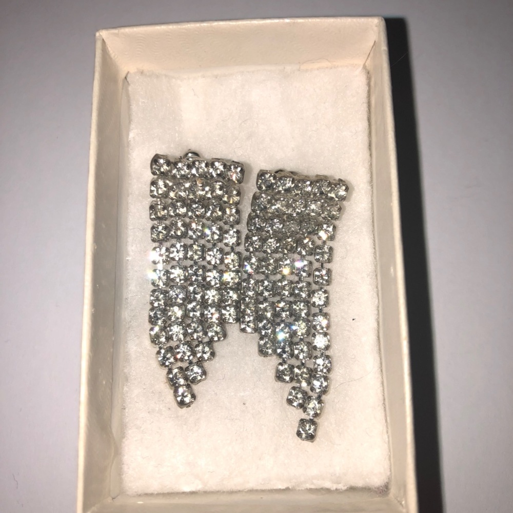 Vintage 5-Strand Rhinestone Earrings